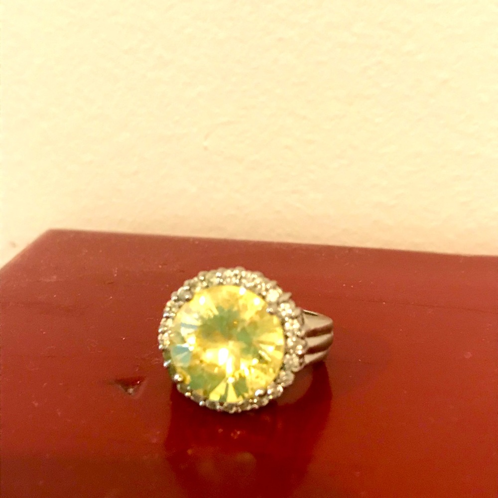 Silver and yellow CZ ring